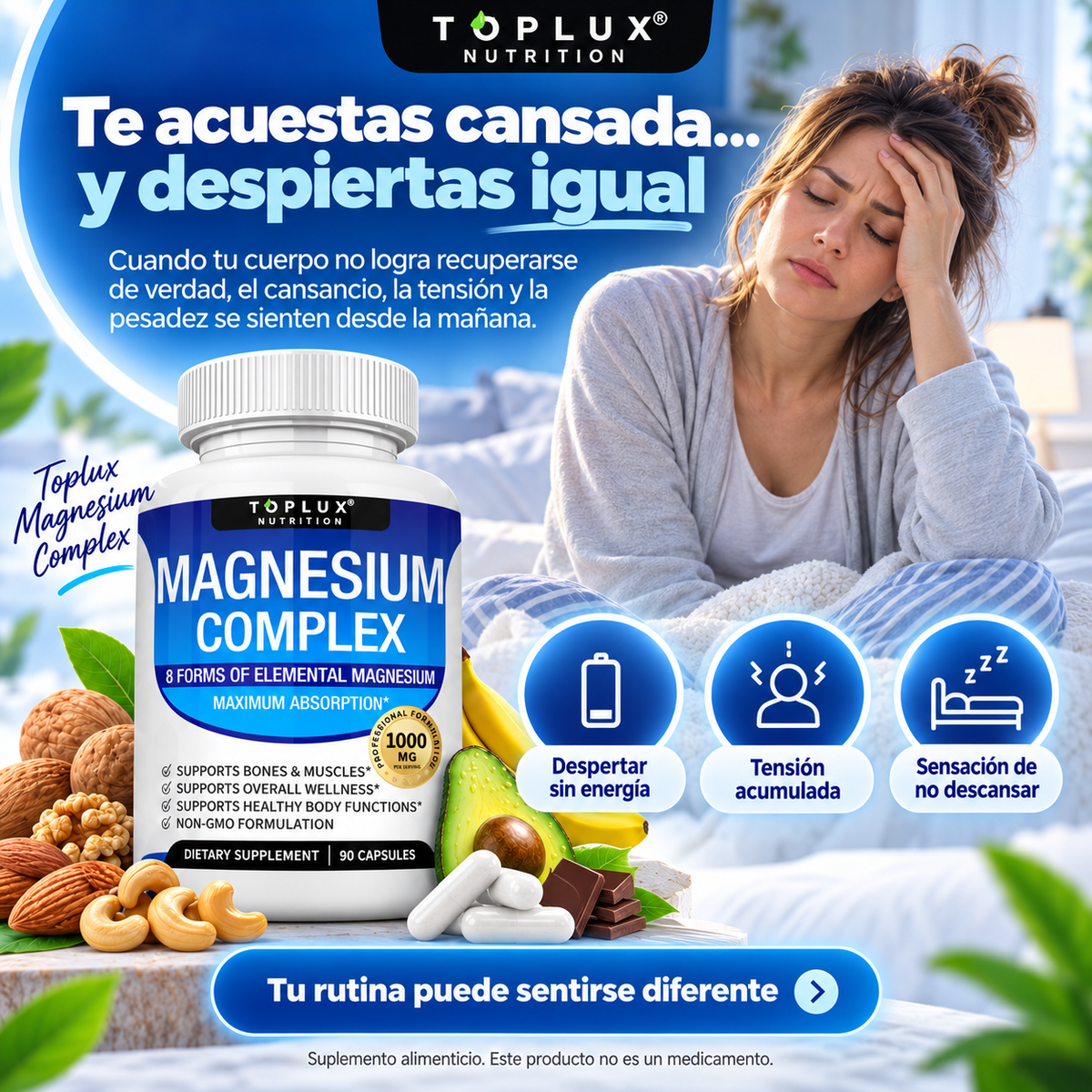 Toplux Magnesium Complex – 8 Formas de Magnesio | 90 Cápsulas