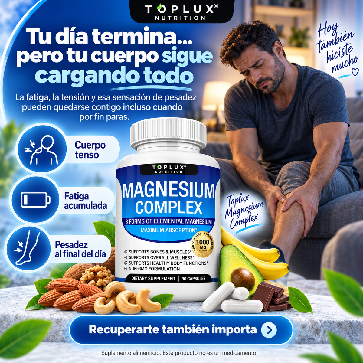 Toplux Magnesium Complex – 8 Formas de Magnesio | 90 Cápsulas
