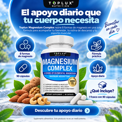 Toplux Magnesium Complex – 8 Formas de Magnesio | 90 Cápsulas