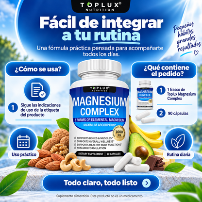 Toplux Magnesium Complex – 8 Formas de Magnesio | 90 Cápsulas
