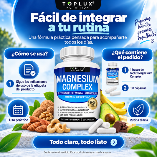 Toplux Magnesium Complex – 8 Formas de Magnesio | 90 Cápsulas