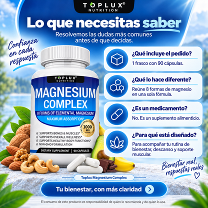 Toplux Magnesium Complex – 8 Formas de Magnesio | 90 Cápsulas
