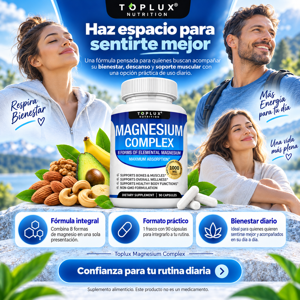 Toplux Magnesium Complex – 8 Formas de Magnesio | 90 Cápsulas