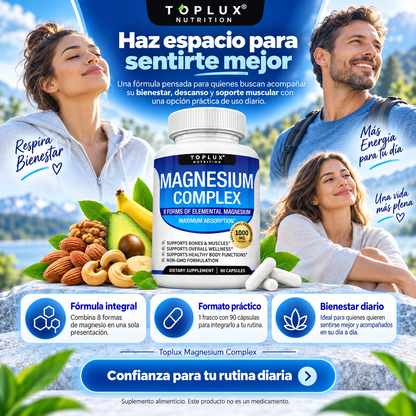 Toplux Magnesium Complex – 8 Formas de Magnesio | 90 Cápsulas
